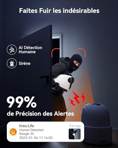 Imou 2K(3MP) Caméra Surveillance WiFi Intérieure Caméra 360° Connectée Smartphone avec Détection Humaine AI Suivi Intelligent Sirène Audio Bidirectionnel Compatible Alexa pour Bébé/Animaux|B08X6DCJT2