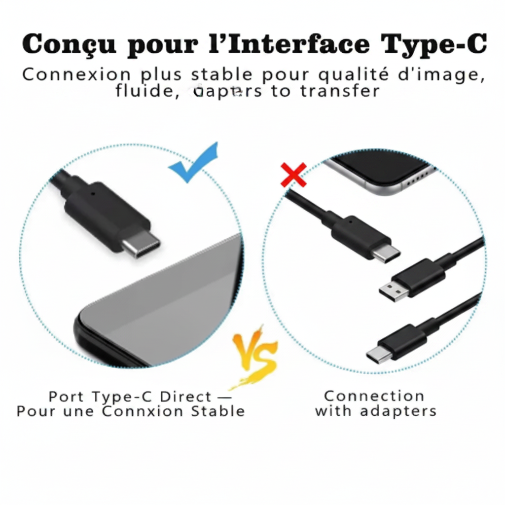 Caméra Endoscope Type-C USB – 6 LEDs Ajustables | Inspection Flexible Android & PC