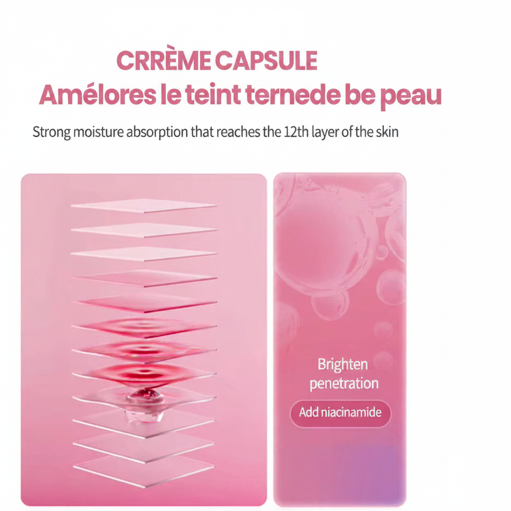 Crème Capsule Niacinamide & Collagène Rose PDRN — Éclat & Hydratation Intense