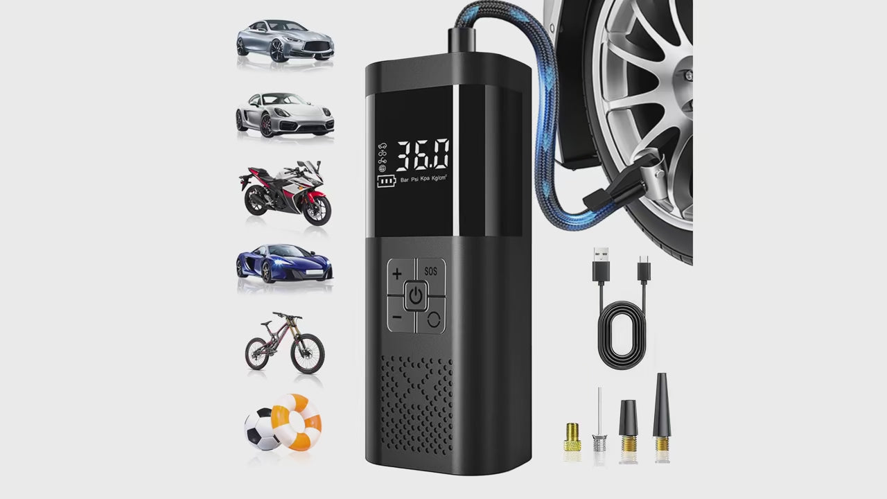 Compresseur d'Air Portatif 150PSI – Gonfleur de Pneu Sans Fil Intelligent | Voiture, Moto & Vélo