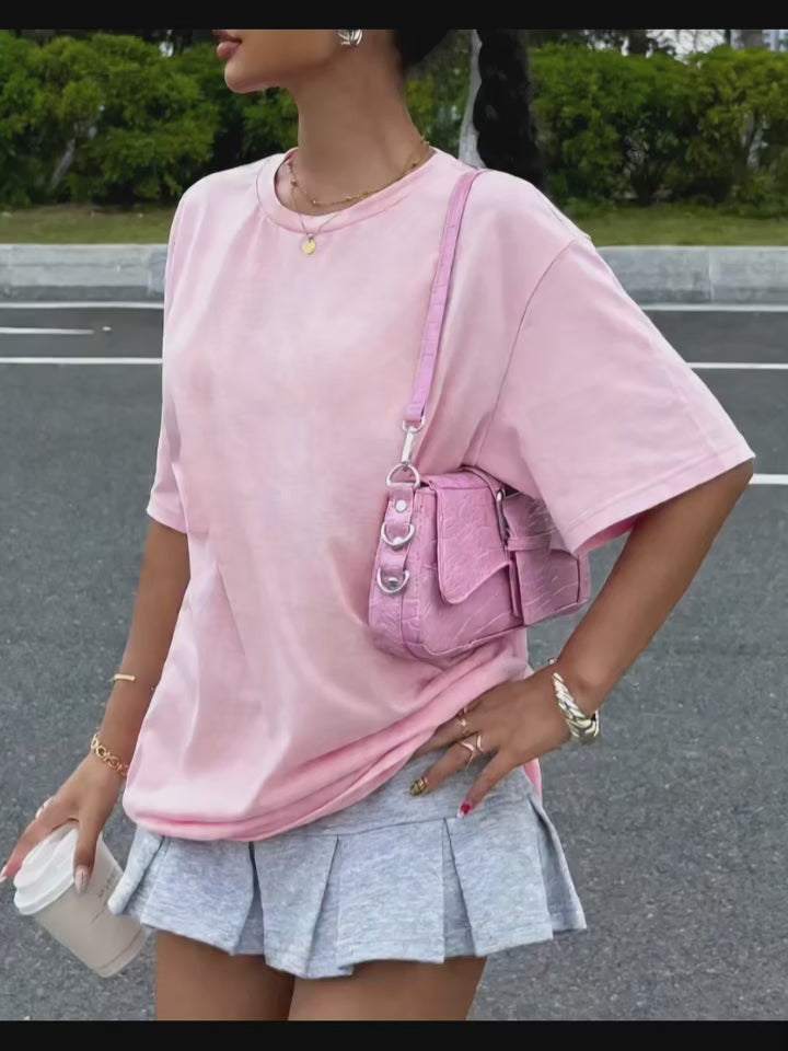T-Shirt Femme Col Rond 100% Coton – Oversize Casual Coloré