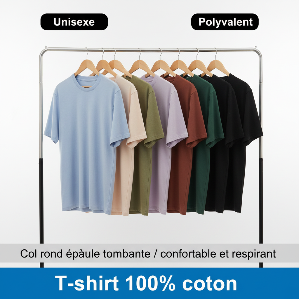 T-Shirt 100% Coton Col Rond | Coupe Loose Unisexe – Été